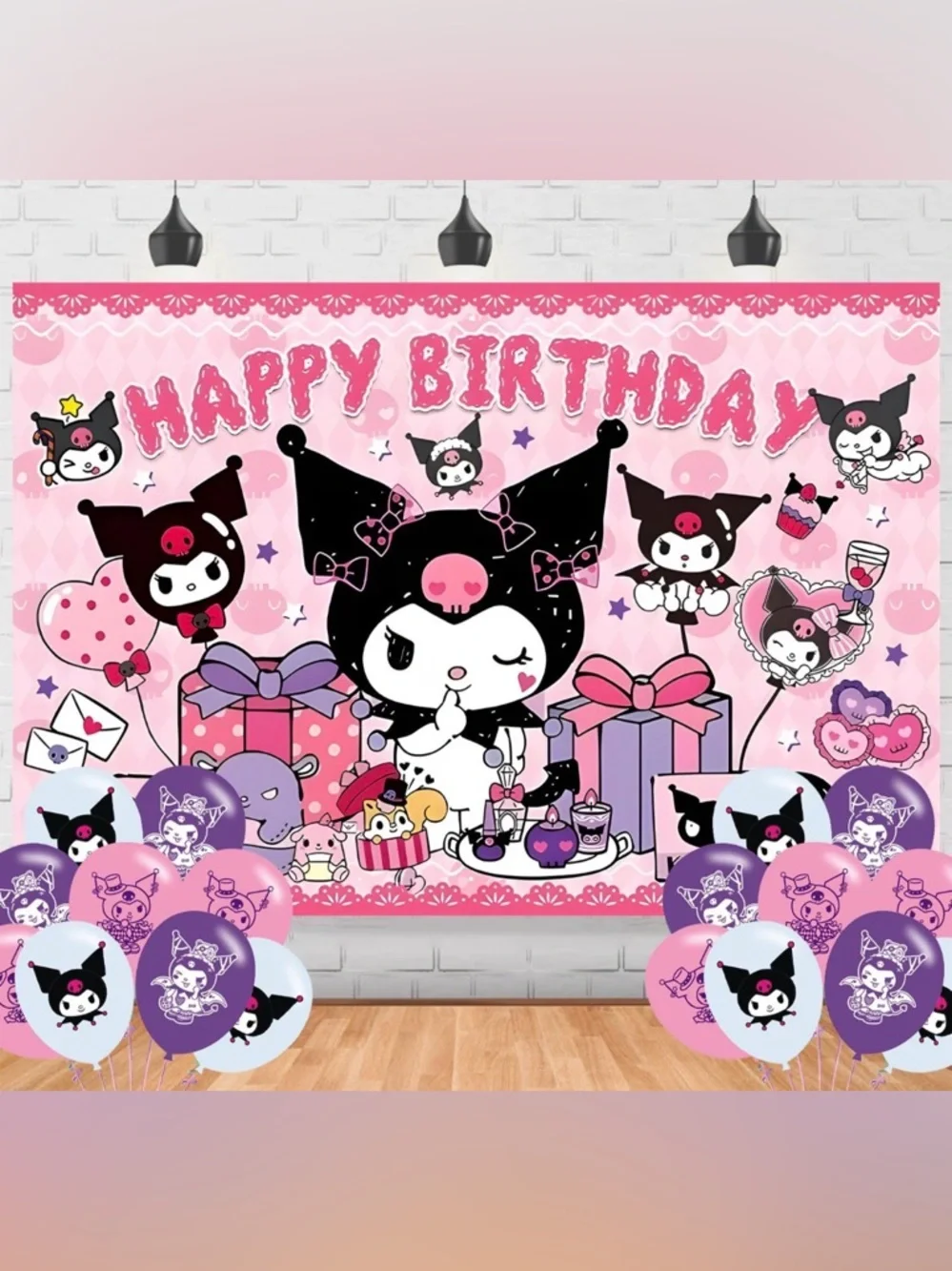 Kuromi Happy Birthday vinyln Backdrop banner 5x3